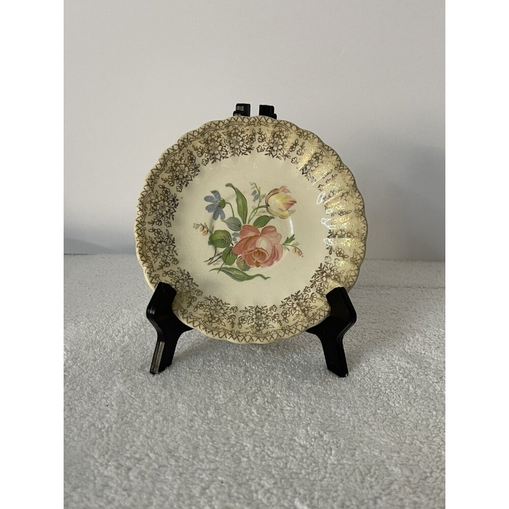 VINTAGE FAIRBANKS WARD SHARON 22 K.GOLD PLATE 5 3/4”bowl FLORAL